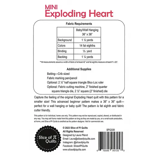 Mini Exploding Heart Quilt Pattern by Slice of Pi Quilts