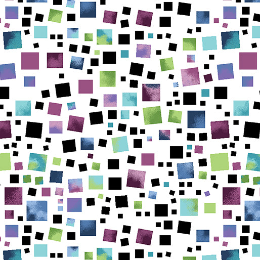 White Multi Tonal Squares (1767-92) by Benartex Fabrics
