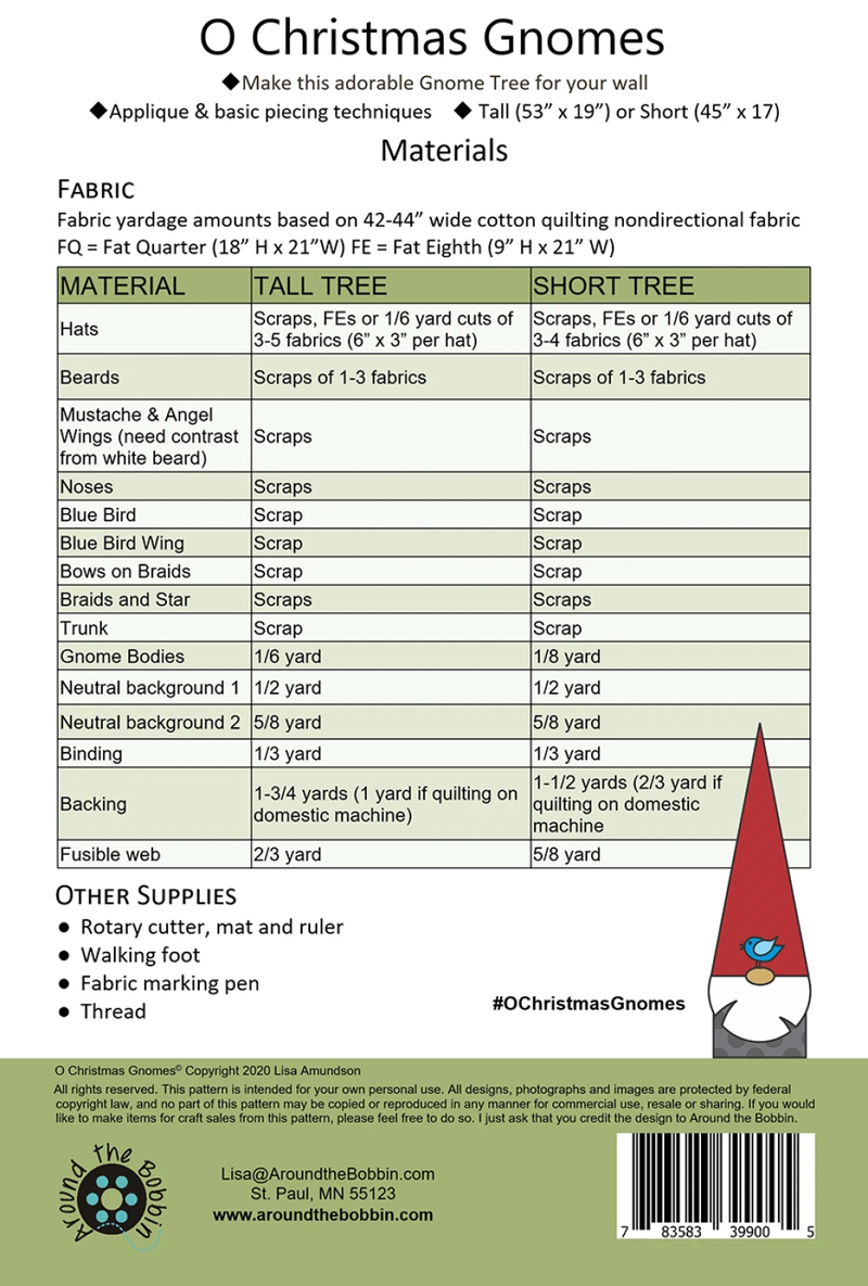 O Christmas Gnomes Quilt Pattern from Around the Bobbin