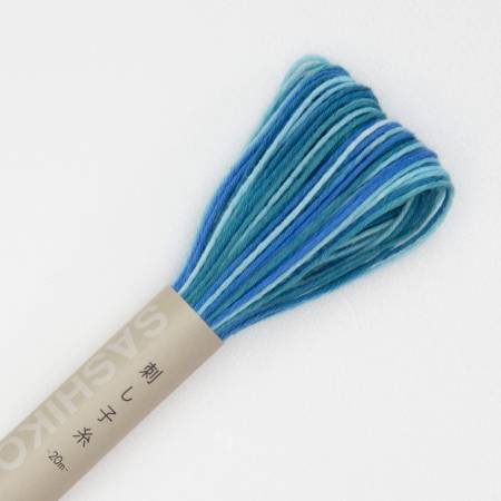 Variegated Blue Shades (72) - Small Skein (20m) - Sashiko Thread by Olympus
