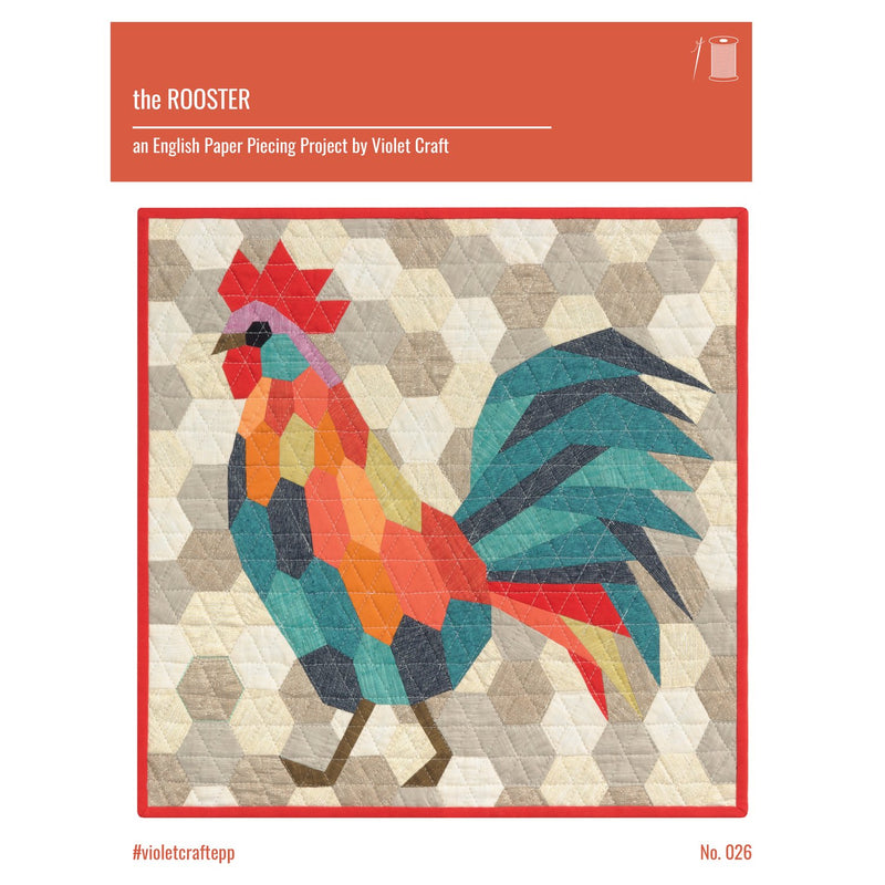 SAVE 30% - The Rooster - Foundation Paper Piecing Pattern by Violet Craft