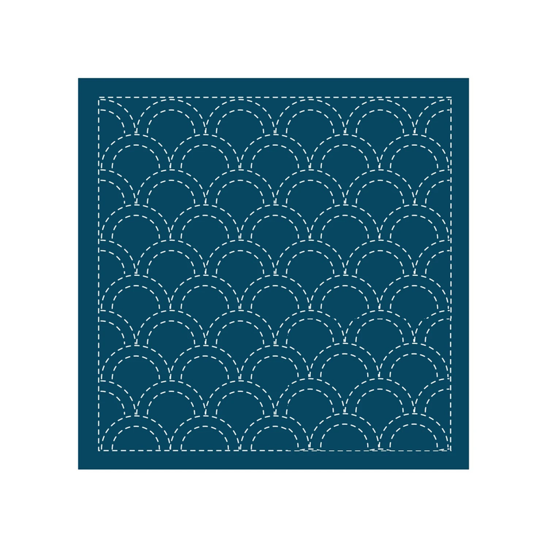 Sashiko Sampler Traditional Design Seikaiha Navy