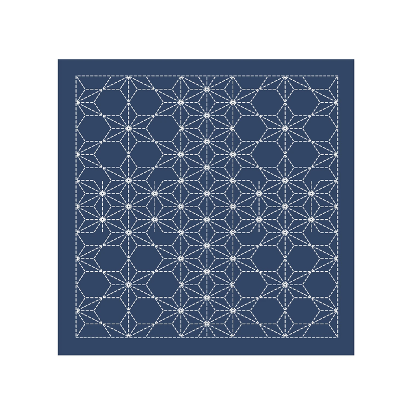 Sashiko Sampler Tradional Design - Asa-no-ha - Navy