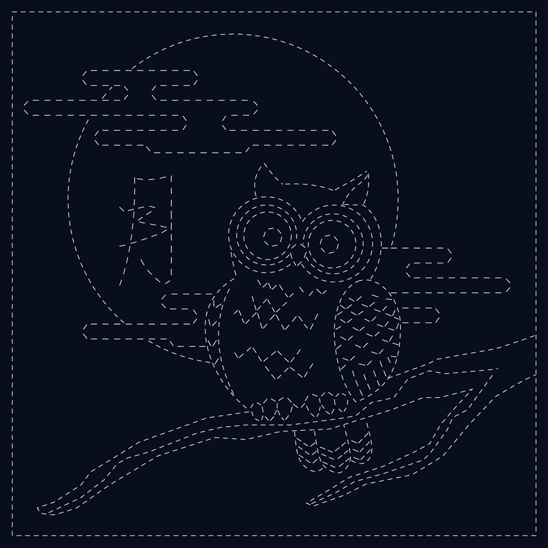Sashiko Cloth Owl - Navy