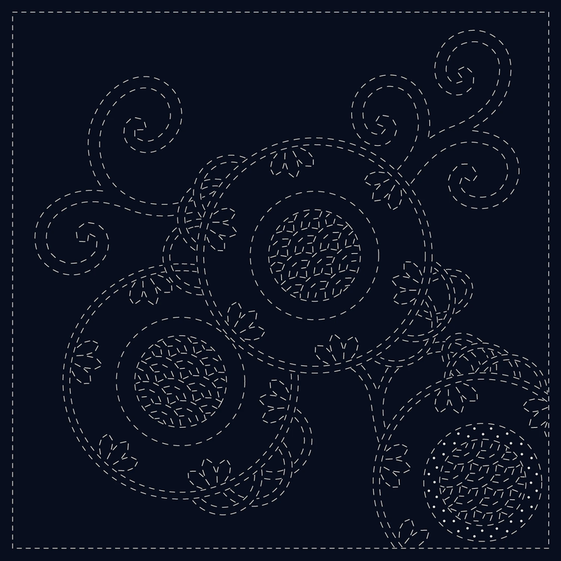 Sashiko Cloth - Bracken Fern - Navy