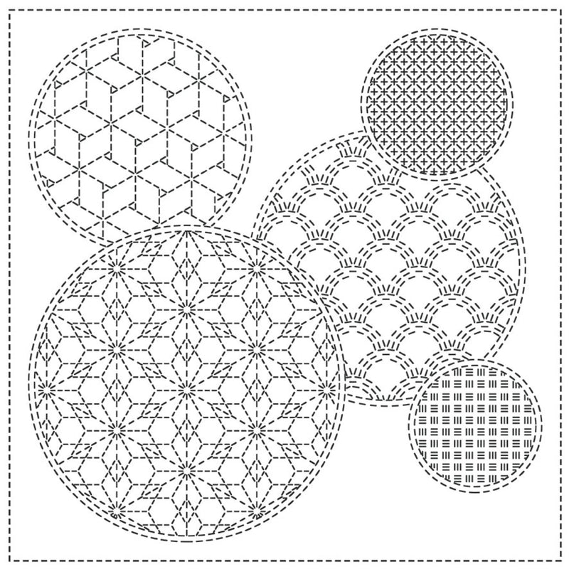 Sashiko Cloth - Mixed Pattern - White
