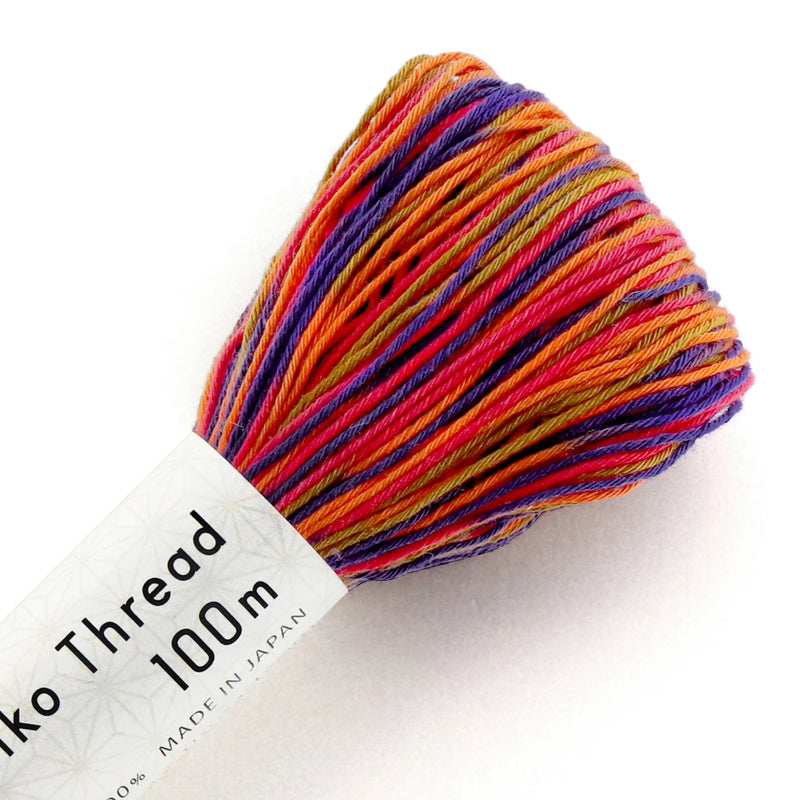 Variegated Red, Purple and Orange - Large Skein (100 m) - Sashiko Thread by Olympus