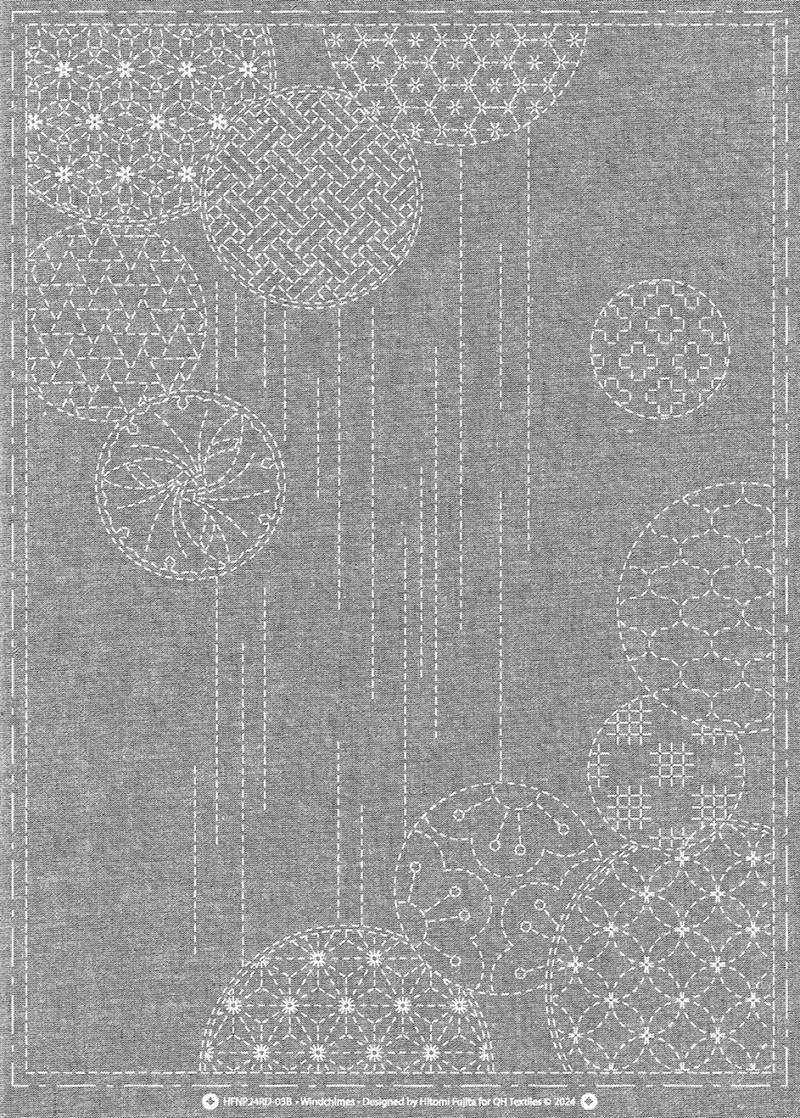 Sashiko Cloth - Windchimes (Black)
