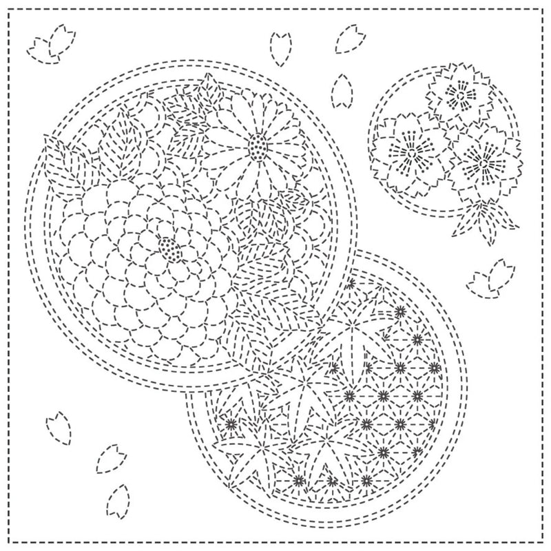 Sashiko Cloth - Seasons - White
