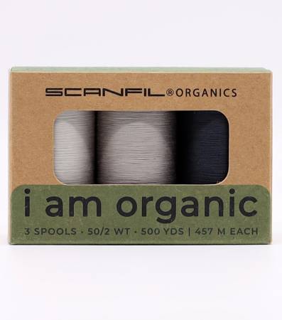 Storm Greys - Scanfil Organic Cotton 50wt 3 Spool Thread Set