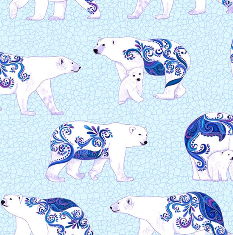 Sky Multi Large Polar Bears - Polar Attitude (13428PB-50) by Benartex Fabrics