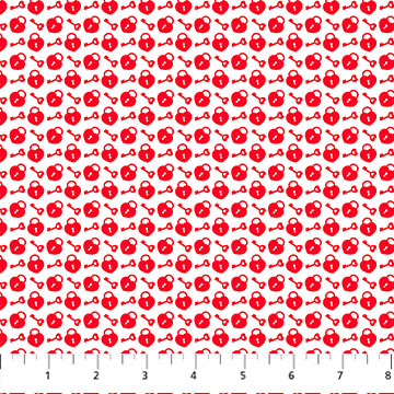 Red on White Lockets - Sweet Love for Northcott Fabrics