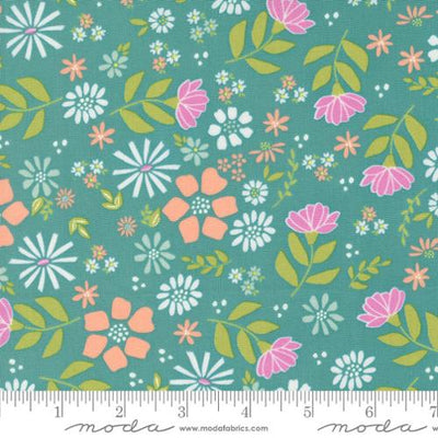 Teal - Wild Rose Florals (37680-18) Laguna Sunrise by Sherri & Chelsea for Moda Fabrics