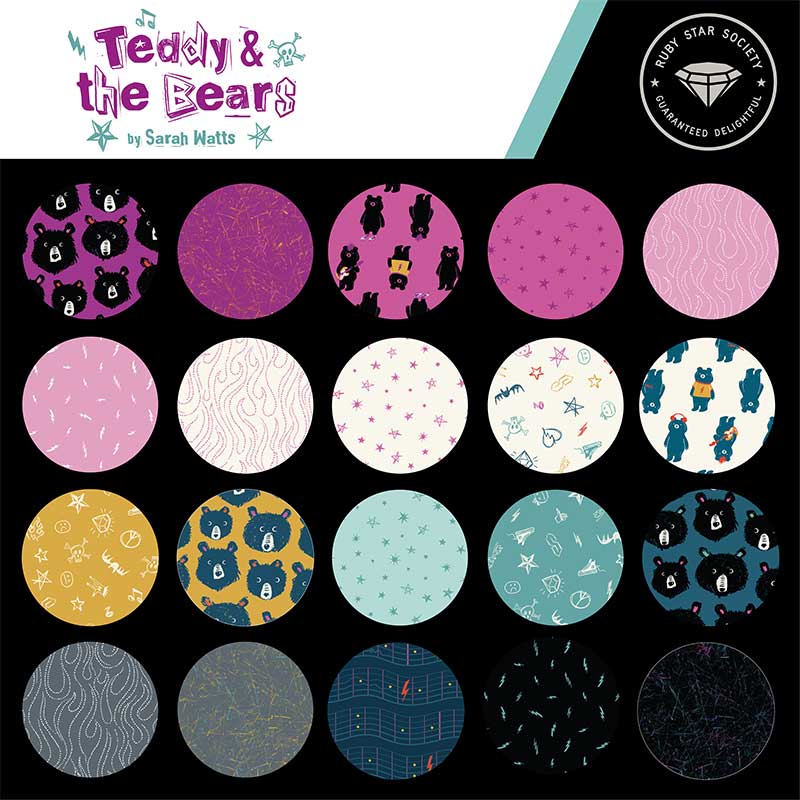 Teddy and the Bears Fat Quarter Bundle (25 PCS) by Sarah Watts of Ruby Star Society for Moda Fabrics