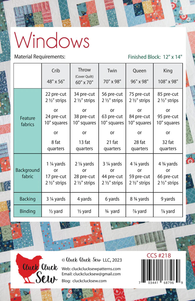 Windows Quilt Pattern by Cluck Cluck Sew