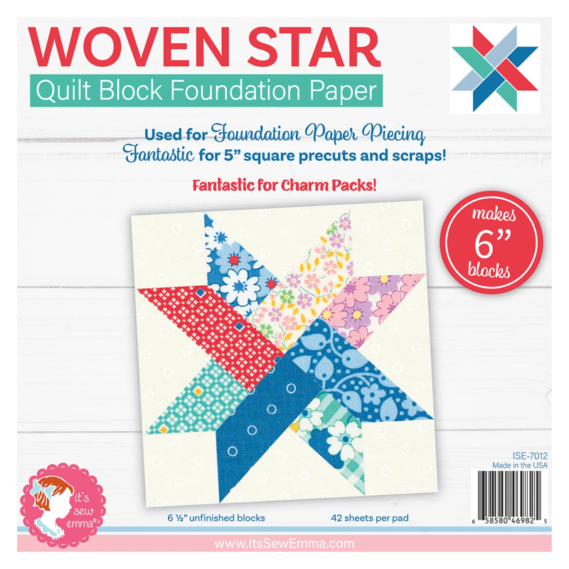 Woven Star Quilt Block Foundation Paper Piecing Pad - 6" Block