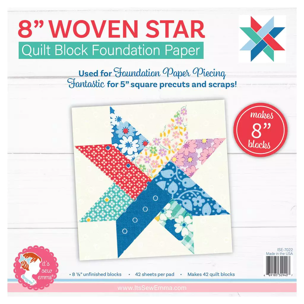 PRE ORDER - Woven Star Quilt Block - Foundation Paper Piecing Pad - 8 ...