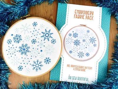 Snowflakes Christmas Embroidery Pattern Fabric Pack by Oh Sew Bootiful