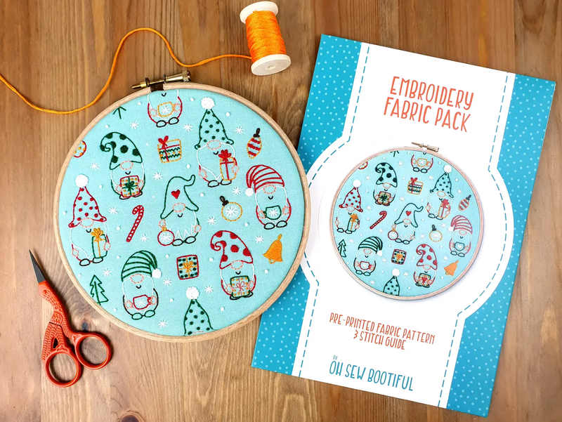 Christmas Gnomes Embroidery Pattern Fabric Pack by Oh Sew Bootiful