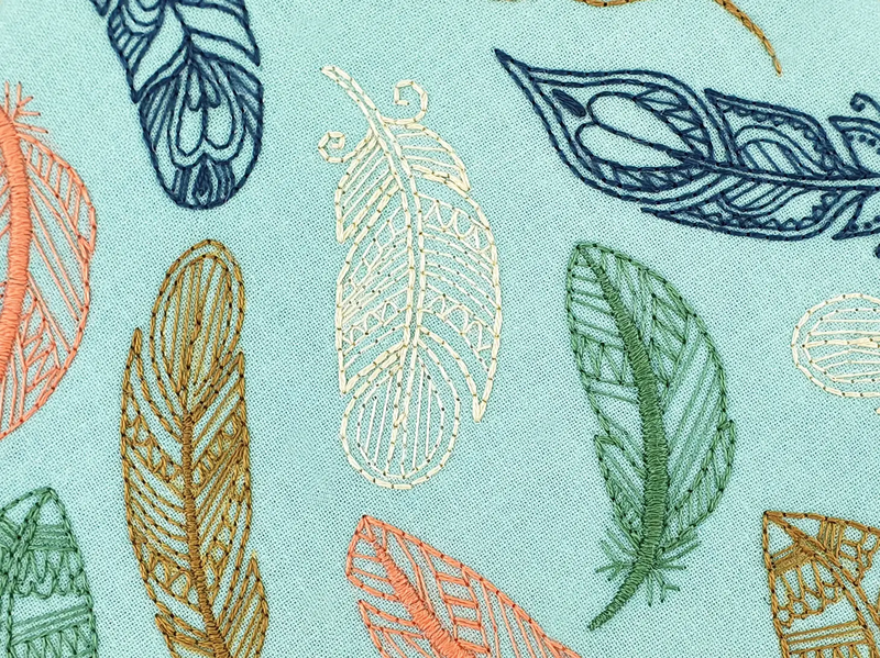 Boho Feathers Handmade Embroidery Pattern Fabric Pack by Oh Sew Bootiful
