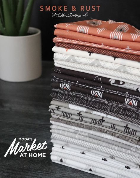 Moonwake Quilt Pattern Featuring Rust And Smoke by Lella Boutique For Moda Fabrics