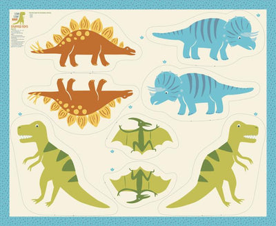 Stuffed Dino Panel (20827-11) Stomp Stomp Roar by Stacy Iest Hsu for Moda Fabrics