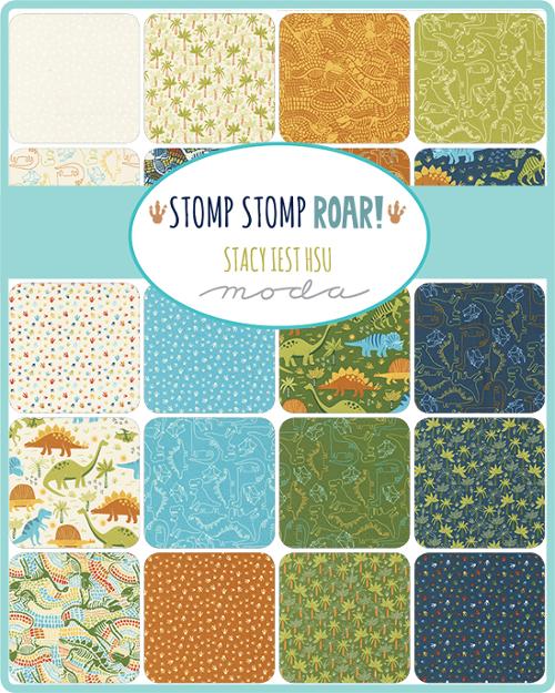 Teal (20823-16) Stomp Stomp Roar by Stacy Iest Hsu for Moda Fabrics - $21.96/m ($20.29/yd)