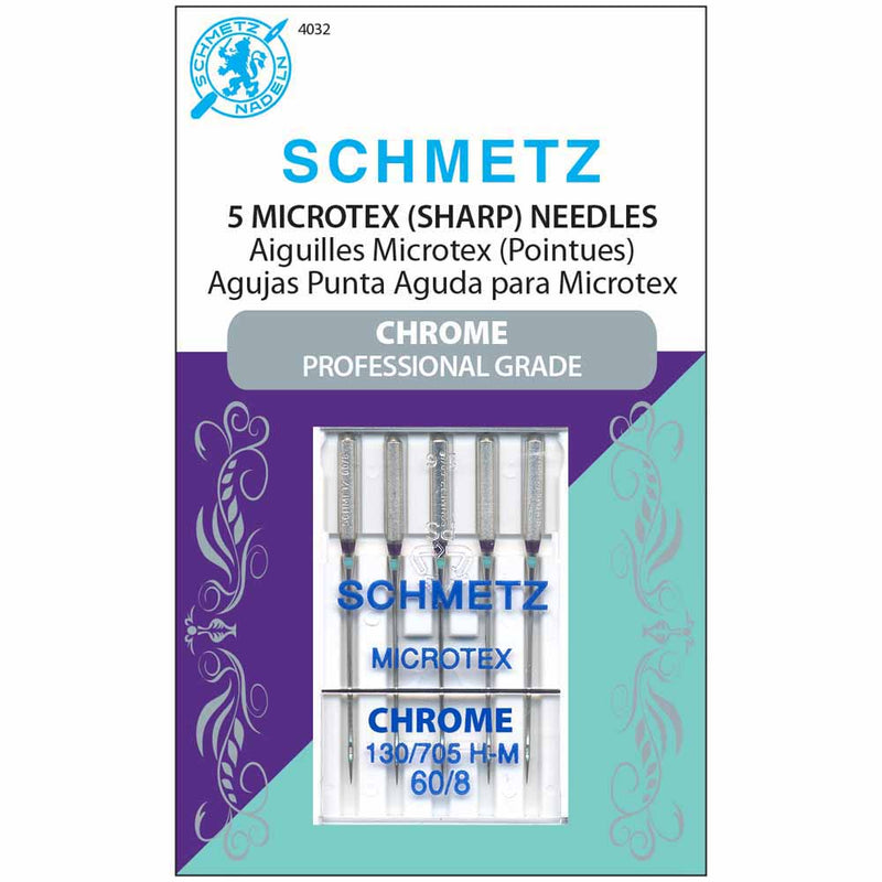 Schmetz Microtex Chrome Professional Grade Needles - Size 60/8