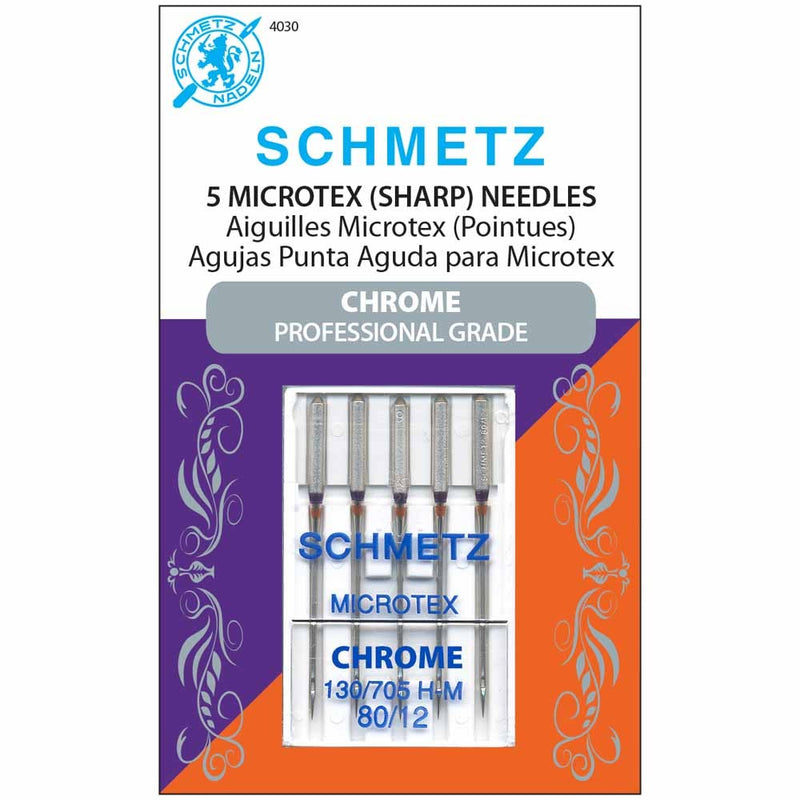 Schmetz Microtex Chrome Professional Grade Needles - Size 80/12