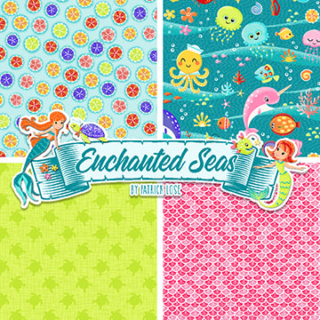 Mermaids (10051-60) - Enchanted Seas by Patrick Lose for Northcott Fabrics - $16.96/m ($15.65/yd)