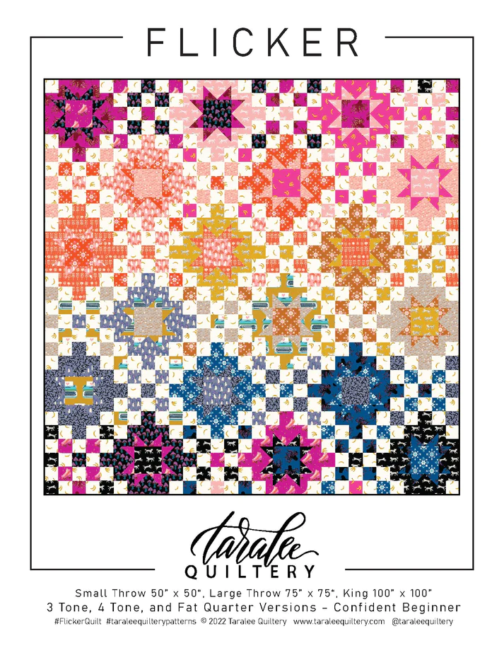 Flicker by Taralee Quiltery Quilt Kit featuring Kona Cotton Solids - 75" x 75" - Choose From 4 Colour Palettes