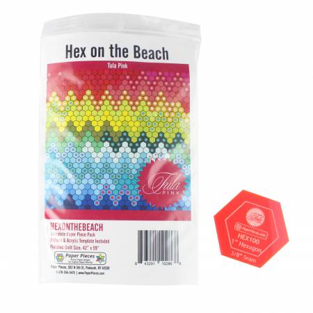 Hex On The Beach by Tula Pink for Paper Pieces  - 1000 1" Hexies and Acrylic Template