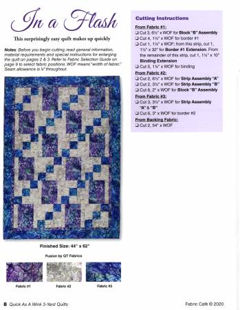 Quick as a Wink 3 (Three) Yard Quilts by Donna Robertson for Fabric Cafe