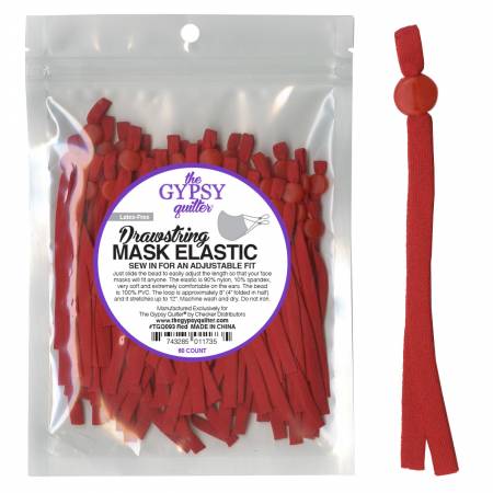 Drawstring Mask Elastic by Gypsy Quilter - Red - 60 ct - Save 60%!