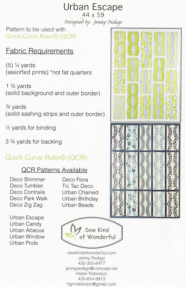 SAVE 30% - Urban Escape Quilt Pattern by Sew Kind of Wonderful - Quick Curve