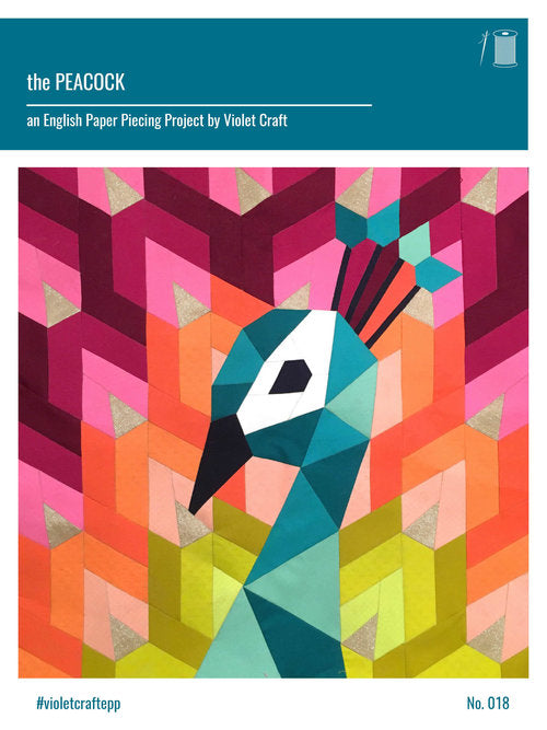 SAVE 30% - The Peacock - English Paper Piecing Pattern by Violet Craft