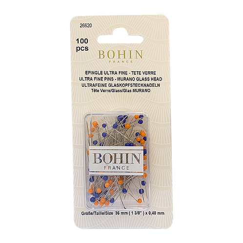 Bohin - Ultra Fine Pins - Murano Glass Head - 36mm x 0.40mm (100 pcs)
