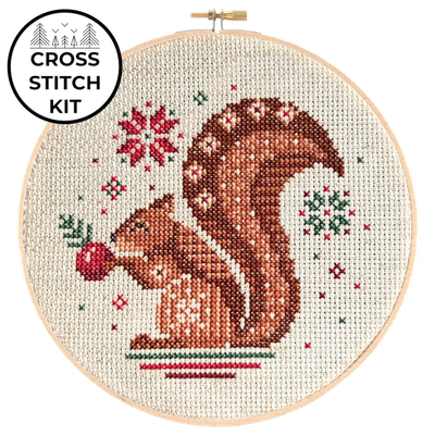 Jolly Squirrel Cross Stitch Kit by Pigeon Coop Designs