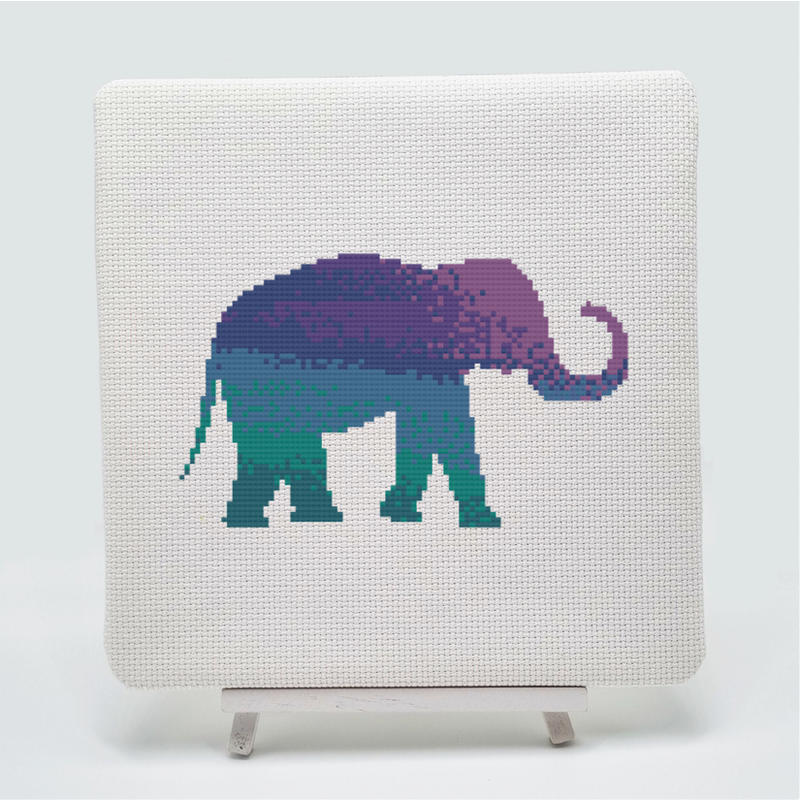 Watercolour Elephant Cross Stitch  Kit by Meloca Designs