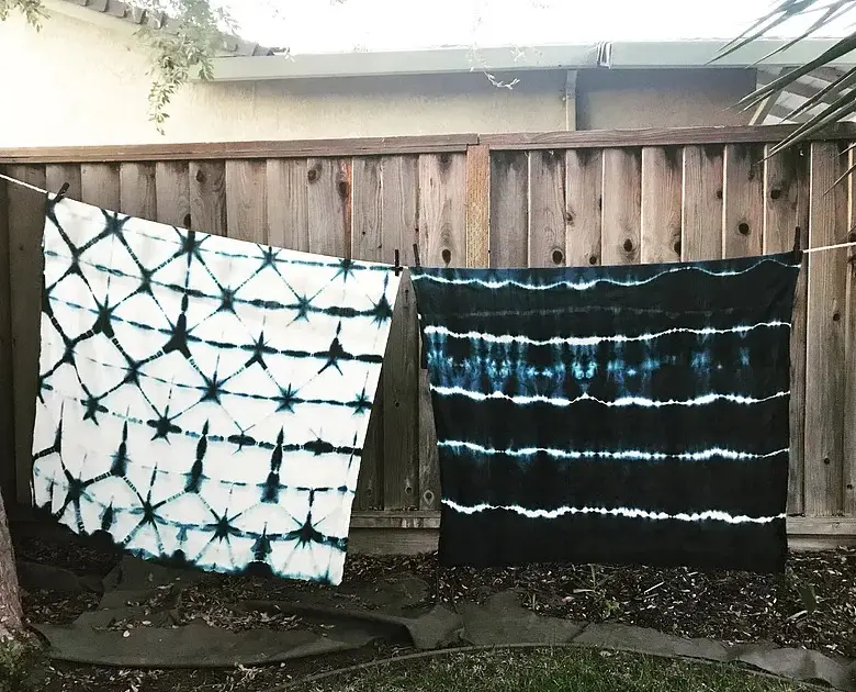 Indigo Shibori Dyeing DIY Kit Example Blanket