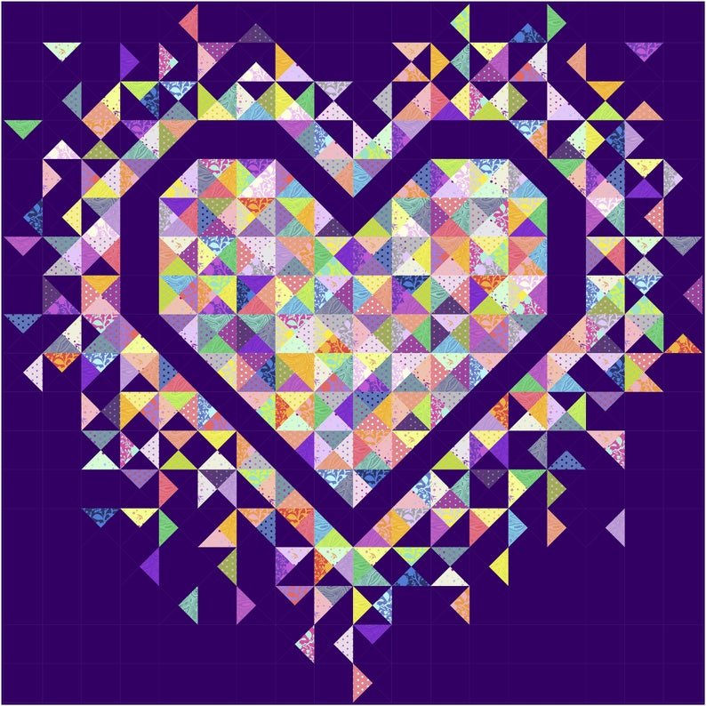 Exploding Heart Quilt Pattern by Slice of Pi Designs