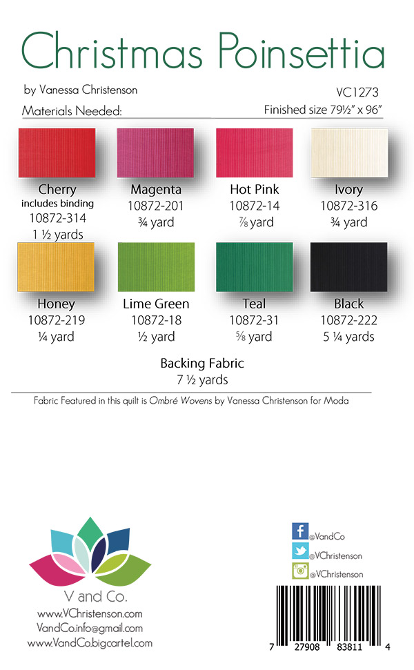 Christmas Poinsettia - Ombre Wovens by V and CO. for Moda