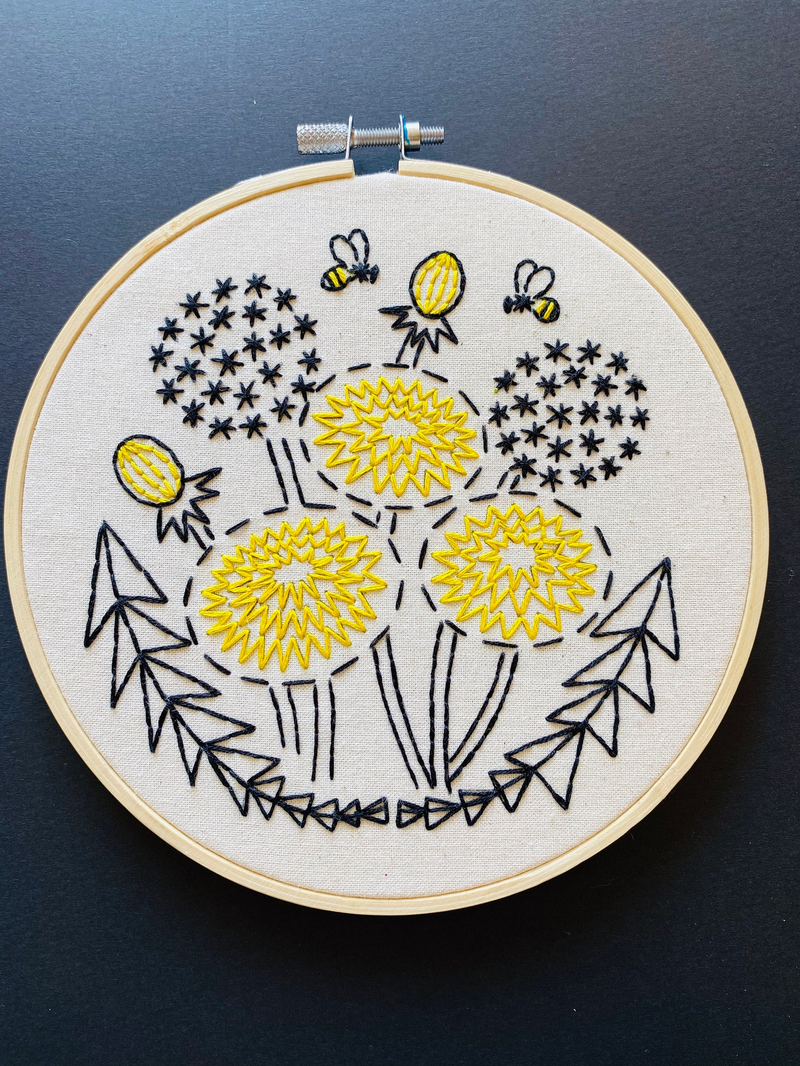 Be Kind Dandelion Embroidery Kit by Hook, Line & Tinker
