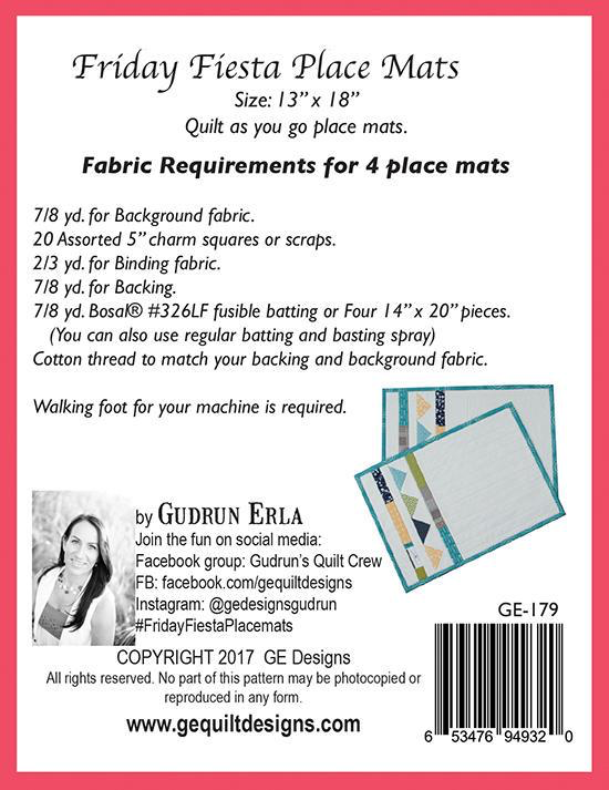 Friday Fiesta Placemats Pattern by Gudrun Erla for GE Designs