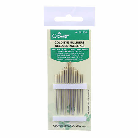 Clover Gold Eye Milliners Needles Size 3/9 16ct
